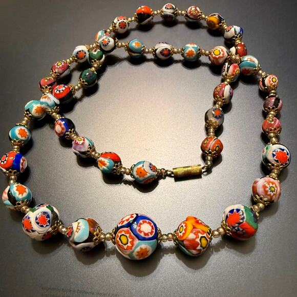 Murano Jewelry - 🎉HP!🎉Vintage Venetian Murano Glass Millefiori Beaded Necklace